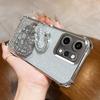 KEYSION Shockproof Plating Phone Case for OPPO Reno14 Pro 5G Clear TPU Glitter Jewelled Swan kickstand Back Cover for OPPO Reno14 5G