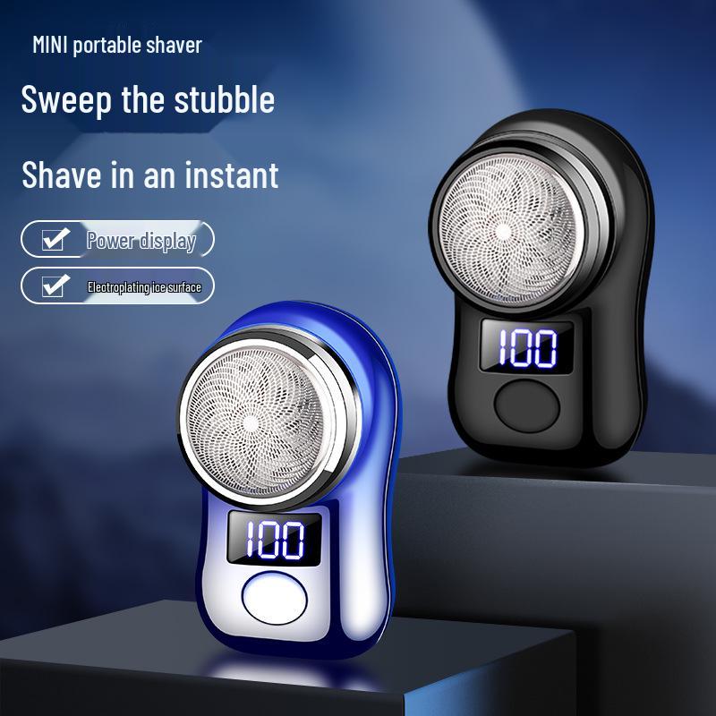 Portable Mini Electric Shaver with Power Display & Washable Beard Trimmer