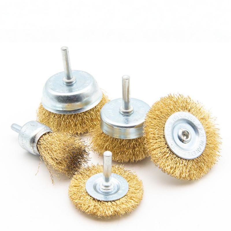 Shanked Metal Wire Wheel, Polishing Wire Brush for Rust Removal, Deburring Grinding Tool for Woodworking and Root Carving