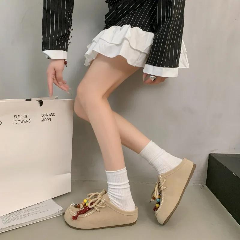 Ретро Расшитые Высокие Новые Летние 2025 Платформенные Шлепанцы Ретро Баотоу Иностранный Темперамент Женская Обувь