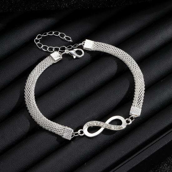 3 Pcs/Set Women Bracelets Rhinestone Decor Hollow Infinite Symbol Heart Adjustable Stackable Wrist