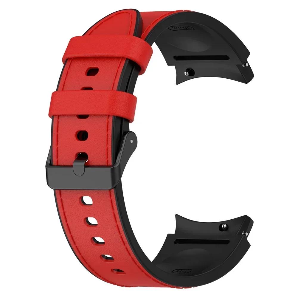 Classic Leather+Silicone Strap For Samsung Galaxy Watch 7 6 5 Pro 40mm 44mm No Gaps Band Watch6 4 Classic 47 43 46mm Curved End Bracelet