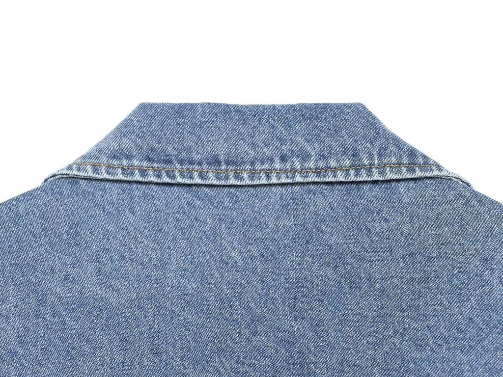 Trendy Women's Double-Breasted Denim Jacket in Sea Blue
