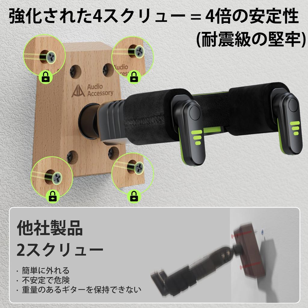 AA AUDIO ACCESSORY Улучшенный деревянный подвес для гитары с мягким бархатным контактом для гитарной стойки для и бас-гитар 4-винтовой (Автоматическая блокировка, Поверхность) Бас,