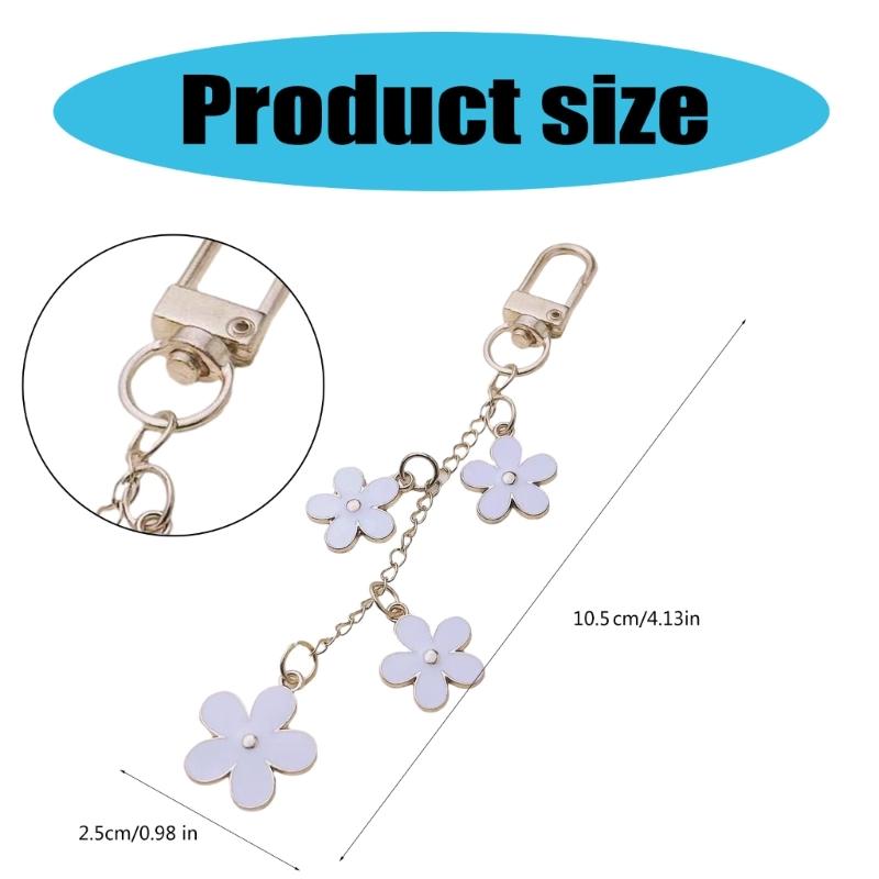Elegant Flower Keychain Sturdy Alloy Bag Charm Fashion Accessory for Trendy Women Ladies Waterproof Oil Drop Designs