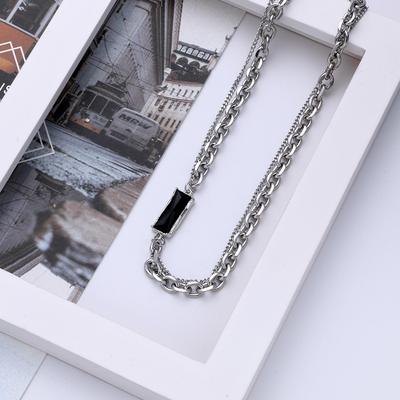 Новое серебряное колье в стиле ретро-геометрии, двухслойная цепочка на ключицу, универсальный аксессуар в милом и крутом девичьем стиле