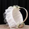 Ivory White Rose Wedding Flower Basket for Bride and Flower Girl