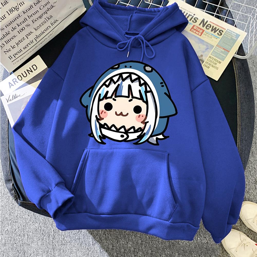 Толстовки Hololive на английском языке VTuber Gawr Gura Merch Causal Japanese Streetwear для мужчин с длинным рукавом, толстовка с капюшоном, повседневная толстовка Y2K
