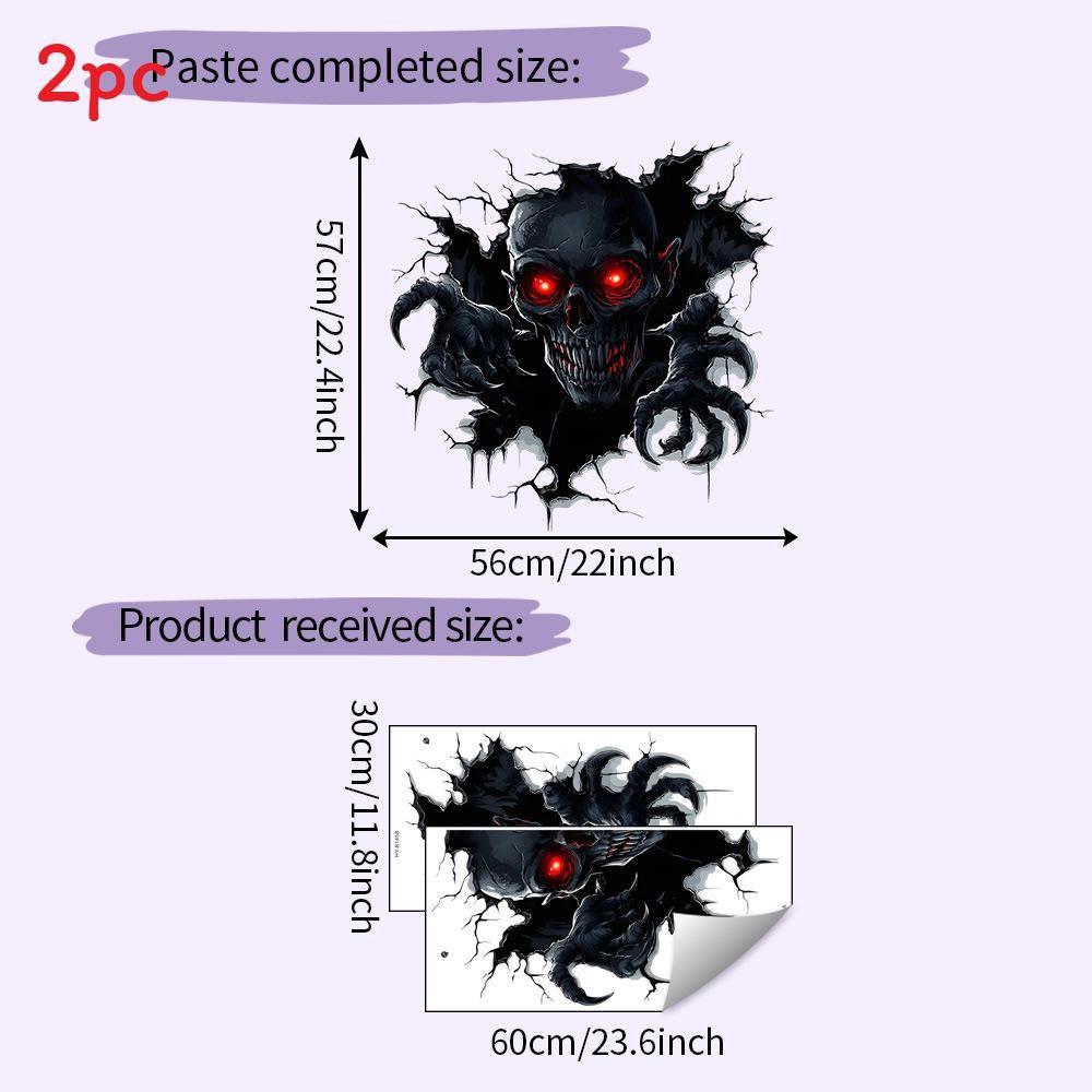 Wall Halloween Scary Breaking Skull Bedroom Living Room Home Stickers Decoration