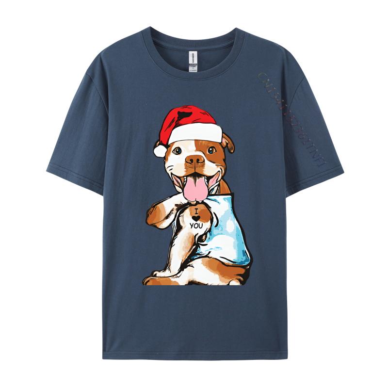 Cute Christmas Pitbull Dog Tshirts Vintage Top Tshirts Tops Tees New Arrival Cotton Printed On Party Unisexs