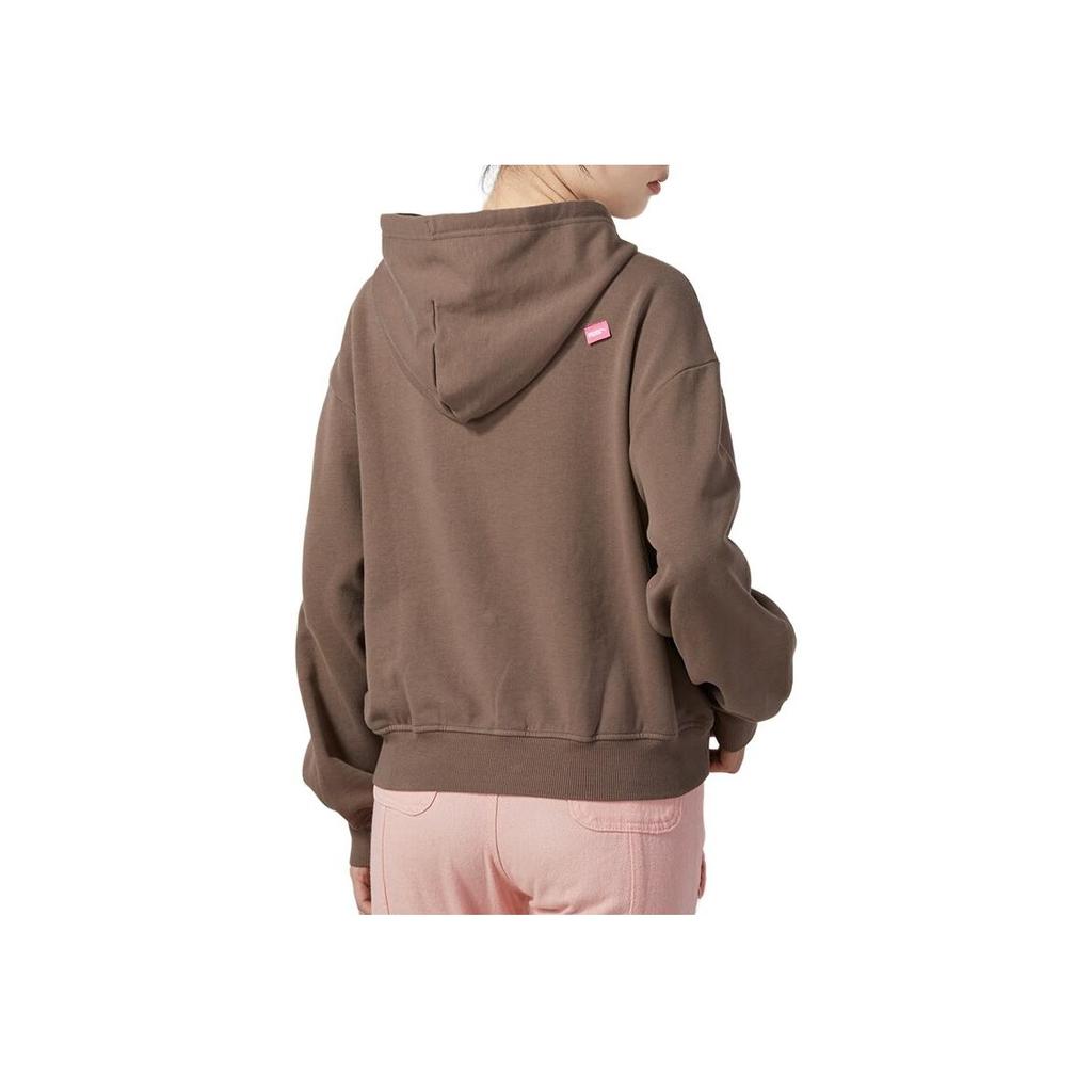 Puma Letter Print Sports Warm Pullover Hoodie Women Hoodies Brown 625165-95