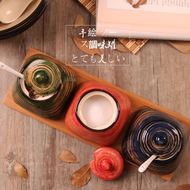 Керамические банки для приправ Солонки и перечницы Кухонные принадлежности для специй Банки для специй Коробка для приправ Набор кухонных принадлежностей