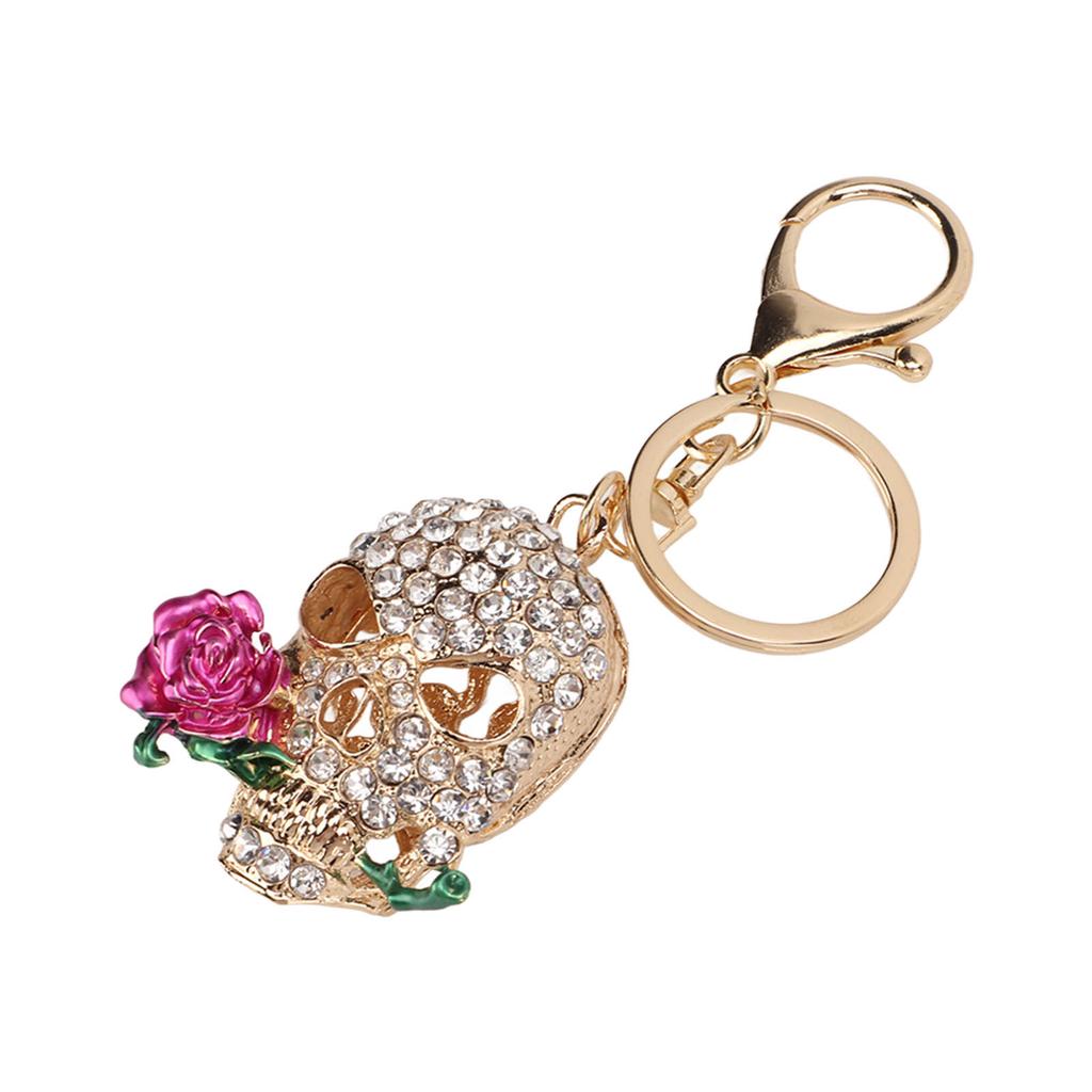 Брелок Череп Смерть Роза Цветок Череп Автомобильный Брелок с Брелками Крючок Крутой Брелок для Автомобиля