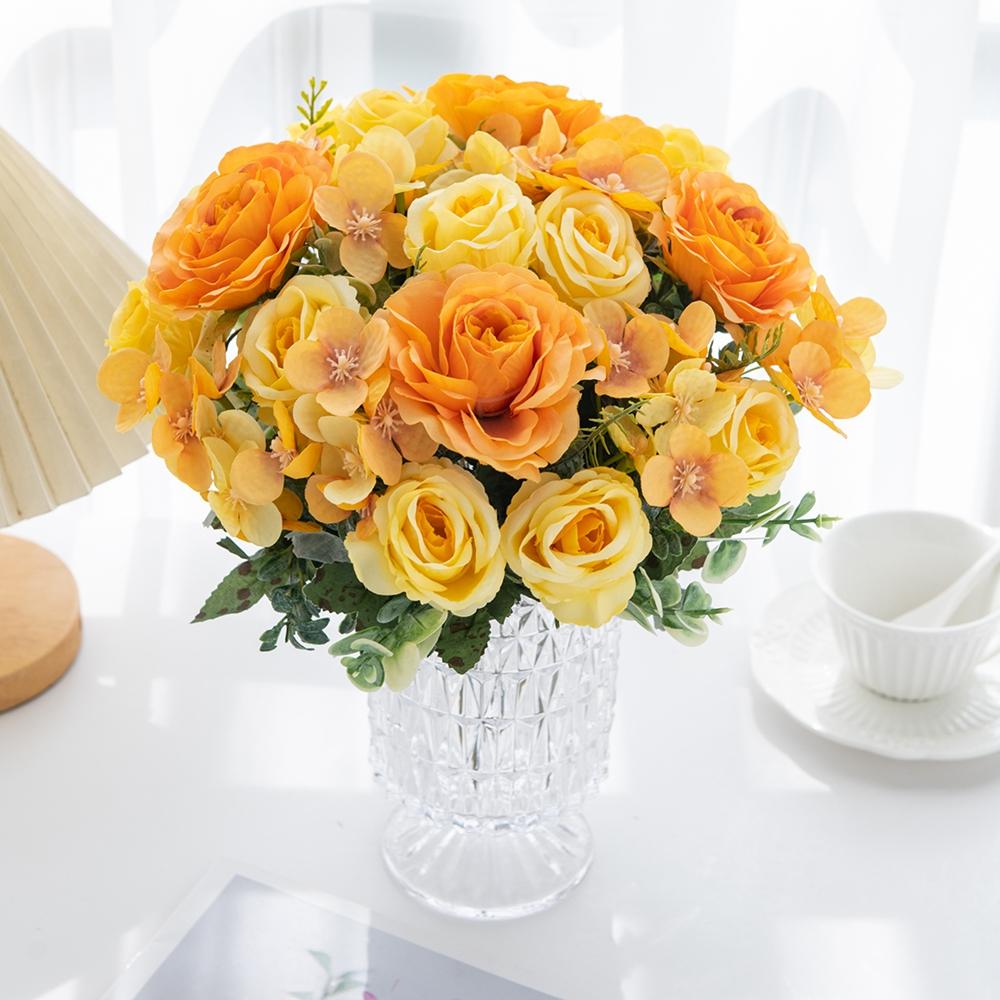 Artificial flower Silk hydrangea rose Festival Outdoor garden Wedding Bride Bouquet vase Holiday party Diy gift stage props