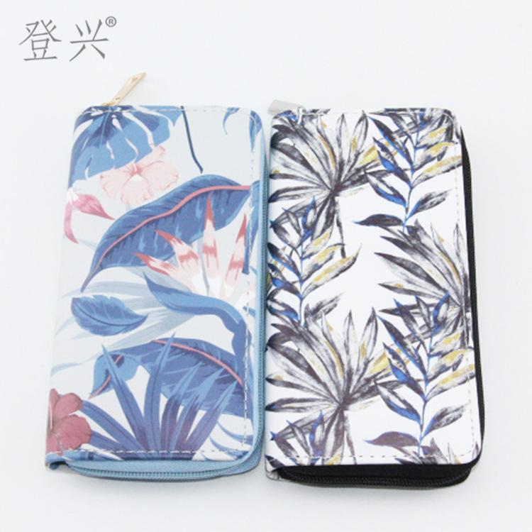 New Flower Leaves Ethnic Style PU Long Wallet, Clutch Bag