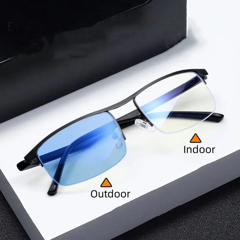 Модные мужские деловые фотохромные солнцезащитные очки для близорукости, модные унисекс, анти-синий свет, очки для близорукости минус диоптрии