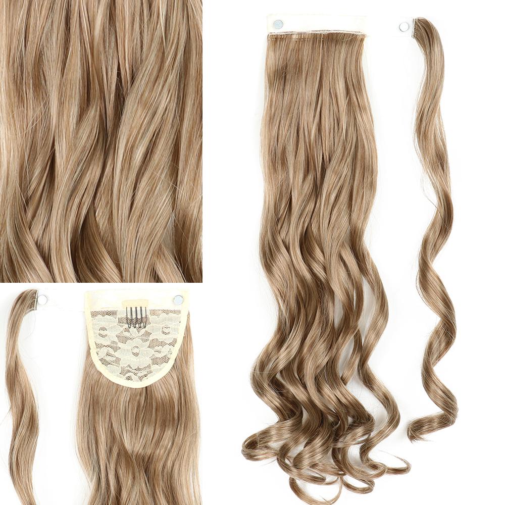 LISI HAIR Синтетические 22-дюймовые длинные волнистые заколки в хвосте для наращивания волос, блондинка, черный натуральный кусок волос