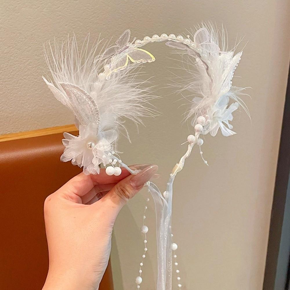 Handcrafted Embroidery Princess Flower Crown Kids Floral Hair Hoop Flower Girl Accessory
