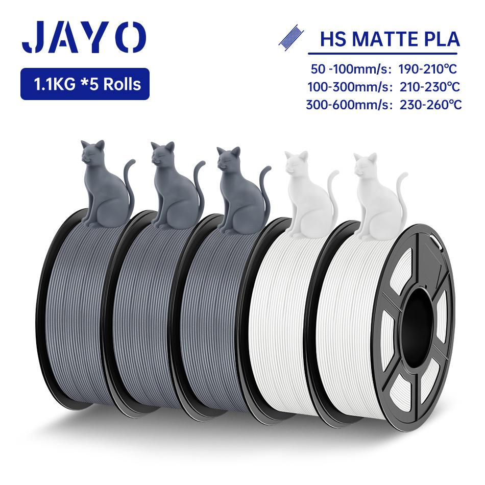 JAYO High Speed PLA matte 3D Filament 1.75mm PLA 3D Printer Filament 5Rolls/set Neatly Wound Matte Effect 3D Printing Materials