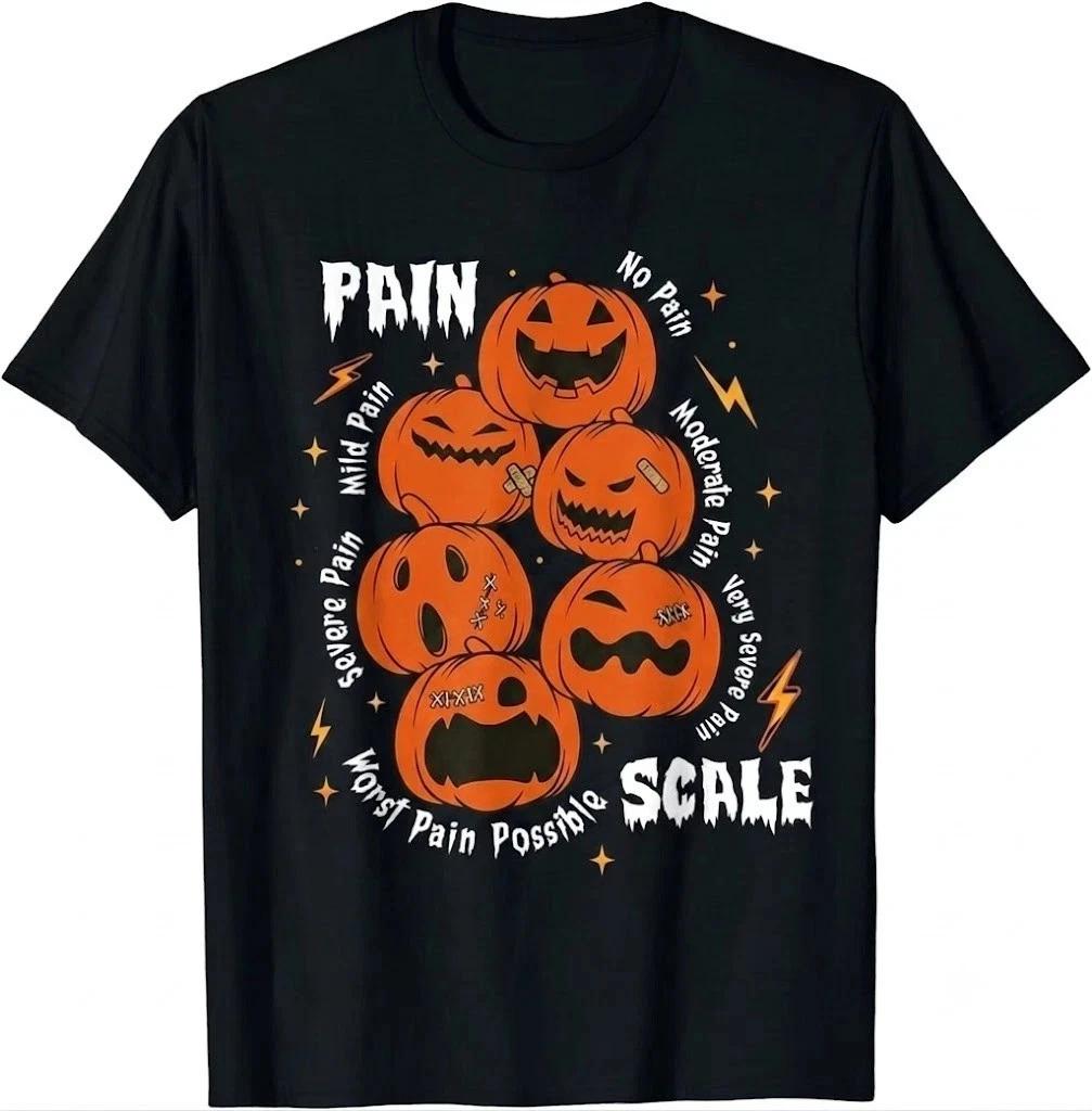 Pumpkin Pain Scale Shirt Funny Halloween Nurse Medical Spooky Graphic Tee