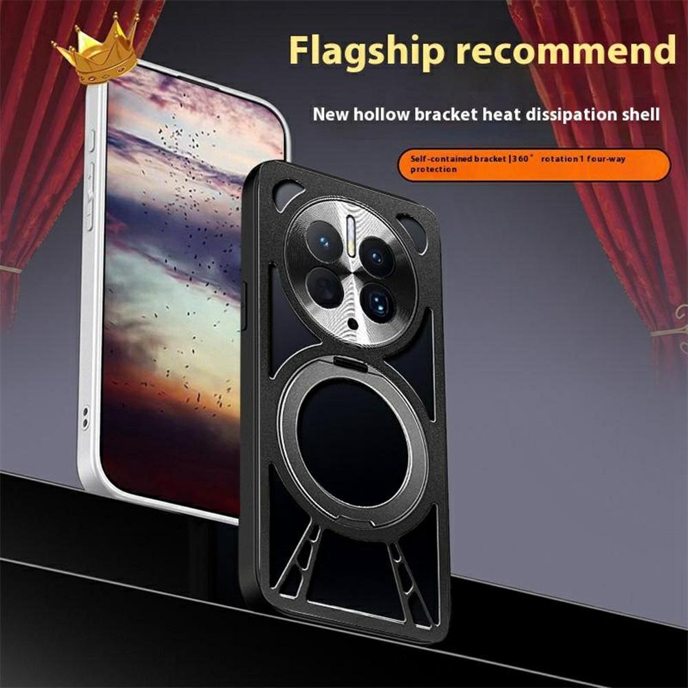 For Huawei Mate 50 4G Case Magnetic Kickstand Hollow Heat Dissipation Silicone+PC+Metal Bumper Phone Cover
