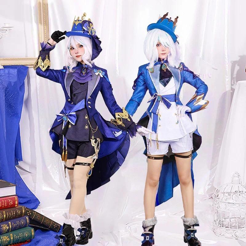 Furina/Focalors Косплей Аниме Игра Genshin Impact Костюм Коронированная Прима Униформа Парик Шляпа Платье Женская Вечеринка на Хэллоуин Ролевая Игра Одежда Одежда