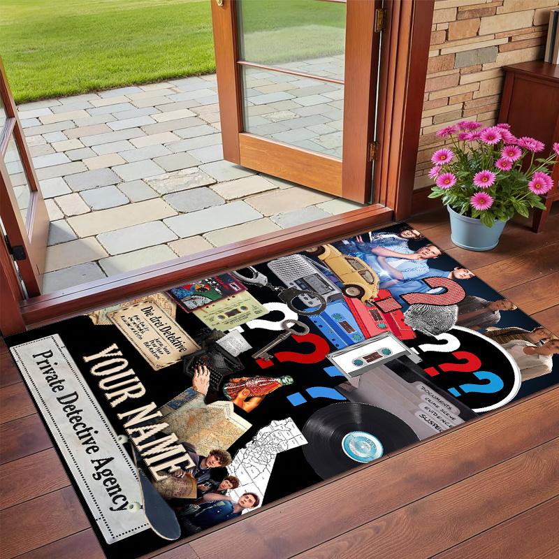 Crystal Velvet Rug Custom Name Text, Soft Non Slip Floor Mat Home DecorDie drei Fragezeichen