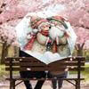 1PC Santa Claus SnowflakesAutomatic Open/Close Umbrella with Windproof, 8-Rib Sturdy Canopy, Durable Ribs, Fashionable Design, Outdoor Accessory, Fun