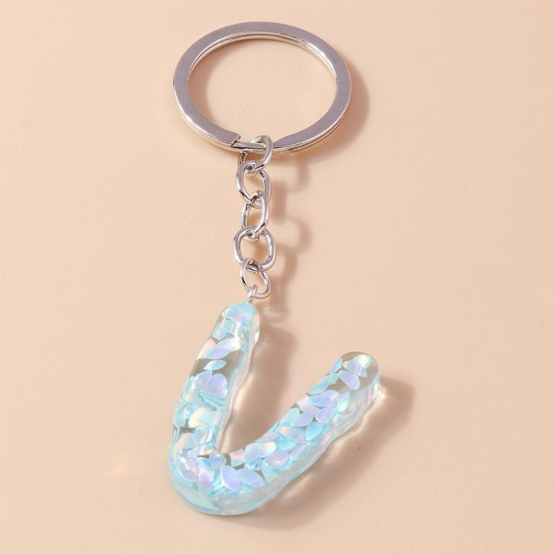 New Creative Flower Initial 26 Letter Keychain A-Z Alphabet Keyring Pendants for Women Girls Handbag Decor Jewelry Accessories