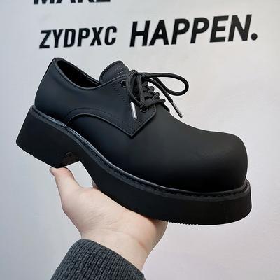 Кожаные туфли мужские на платформе повседневные туфли дерби с большой головкой мужские высококачественные черные свадебные туфли жениха 1266-A