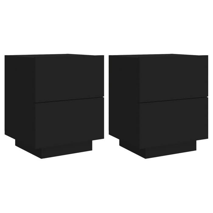 VidaXL Armoires de Chevet avec Lumières LED Chambre 2 pcs, Tables de Chevet avec 7 Tiroirs, Tables de Nuit Chambre, Moderne, 836738