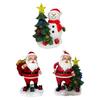 Christmas Santa Figurine Solar Light Resin Snowman Santa Claus Tree Statue Decorative Lamp Home Office Desktop Ornament