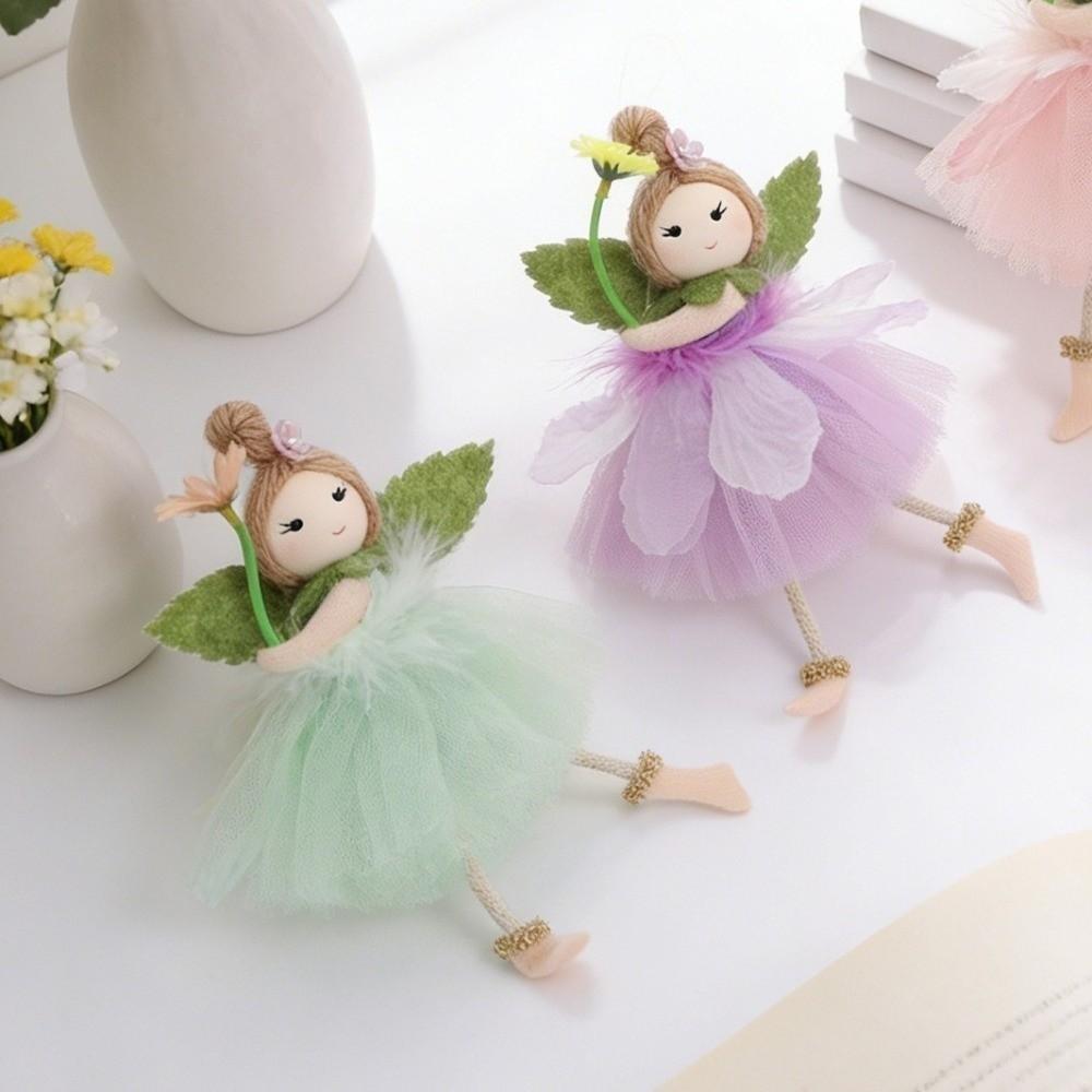 Party Supplies Long Legs Flower Fairy Ornaments Cute Mesh Easter Fairy Pendant Handmade with Flower Wing Girl Pendant Home Party