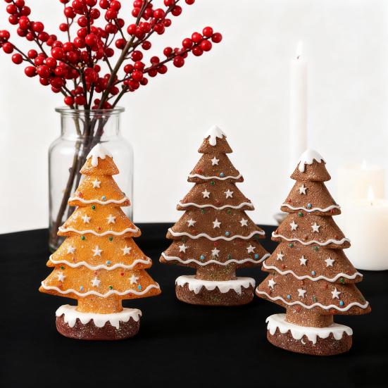 Пряничное украшение на елку, смола, пряничная елка, настольный декор, рождественская коллекционная фигурка для столешницы, дома, офиса, каминной полки, центральный элемент