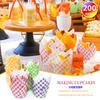 Checkered Tulip Cake Cupboard Printing Flame Baking Household Oil-Proof Bread Snack Paper Supporting Printing 200 Pcs