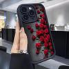 Черный текстурированный чехол-цветок розы для iPhone 13-17 и Samsung, полное покрытие