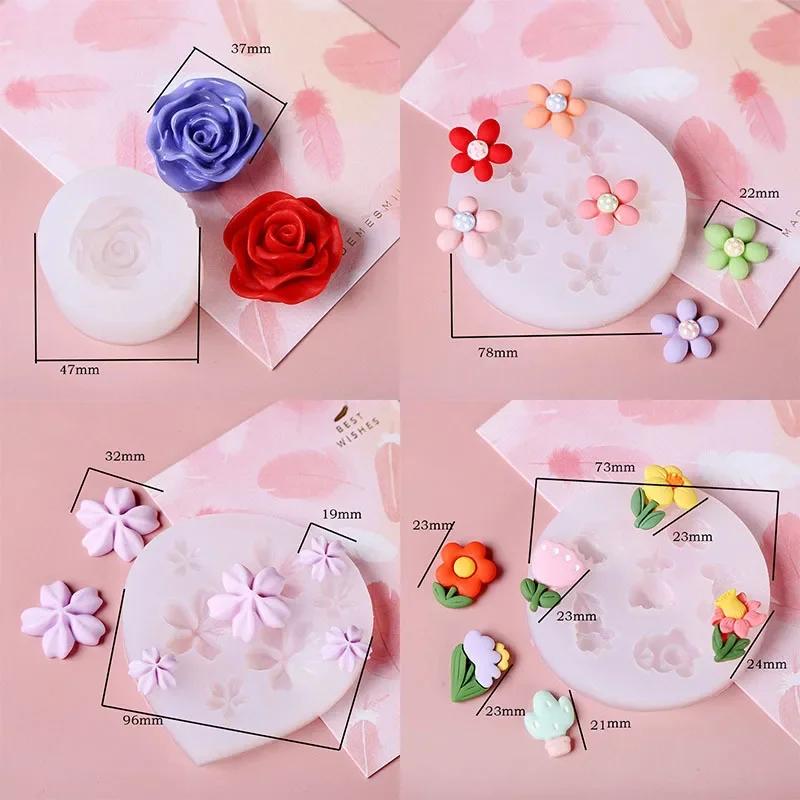 Mini Flowers Series Silicone Mold DIY Handmade Fondant Cake Baking Chocolate Sugar Cake Tool Resin Polymer Clay Making Mould