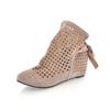 Big Size 34-43 Women'S Summer Boots Flat Low Hidden Wedges Cutout Women Boots Ladies Dress Casual Shoes Cute Flock V227