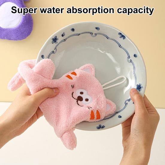 Полотенце для рук со шнурком, поглощающее воду, мягкое, удобное, из кораллового флиса, в форме кота Гарфилда, подвесное полотенце для протирания рук, тряпка для чистки, ежедневное использование