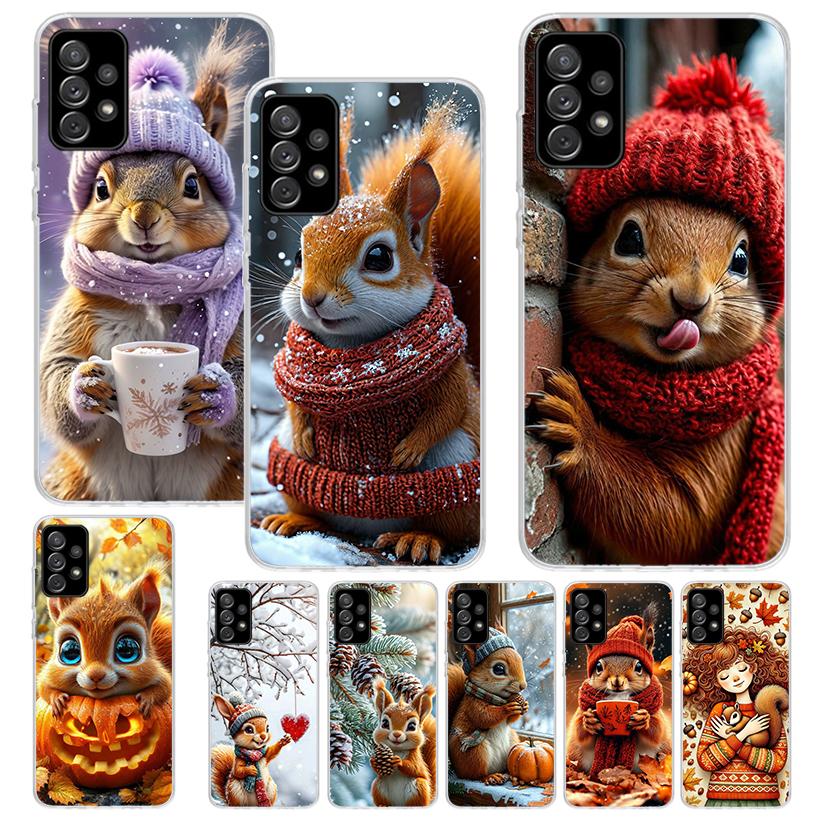Animal Squirrel Print Soft Case for Samsung Galaxy A52 A51 A50 A42 A32 A22 A12 Phone Shell A41 A31 A21S 71 A30S A20S A10S A40 A3