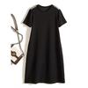 Little Fairy Slimming Black Dress! Handmade Beads Mesh See-through Shoulder Short Sleeve Cotton Portable Dress Strong Push