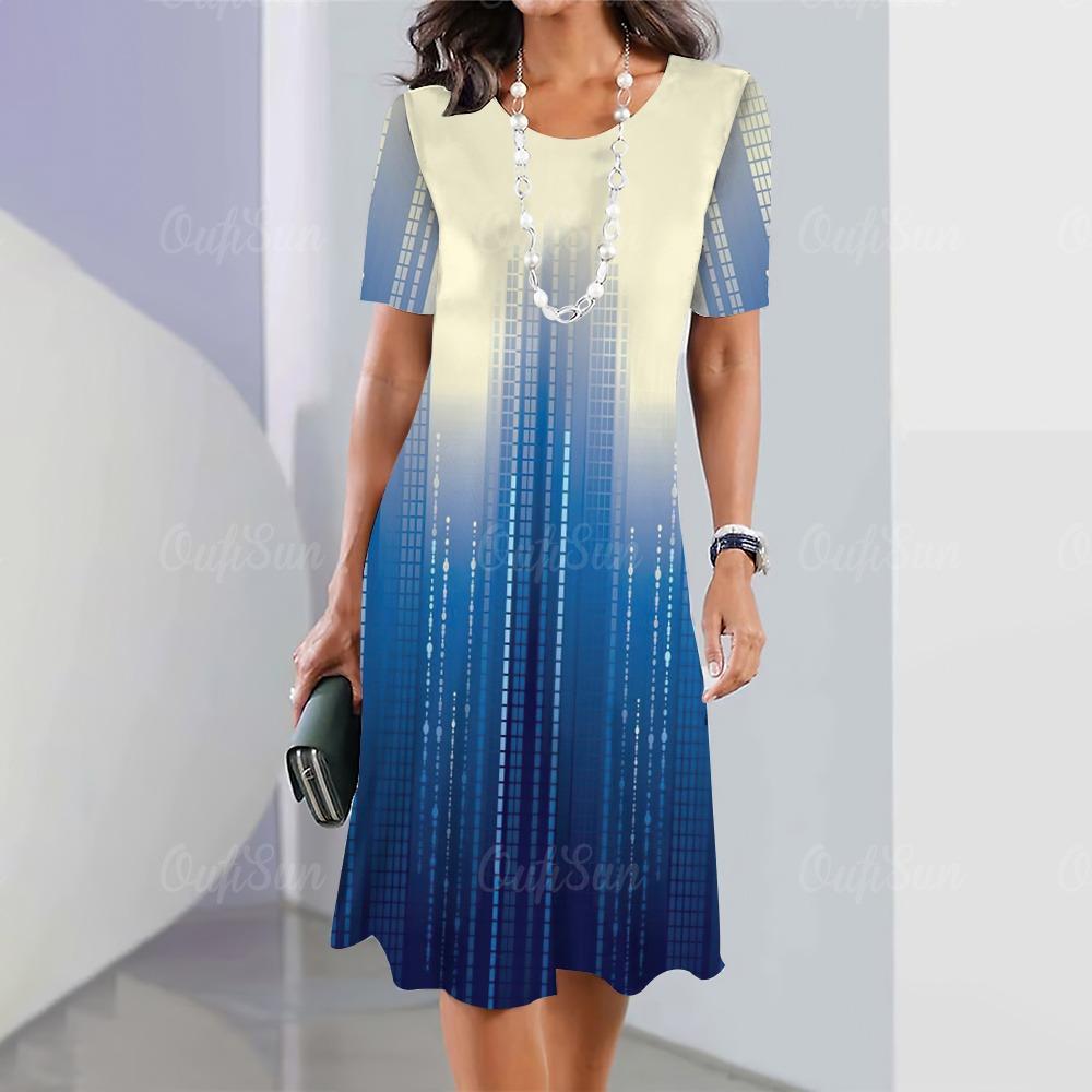 2025 новое элегантное и красивое платье миди с полосатым принтом для женщин, цельные летние платья больших размеров