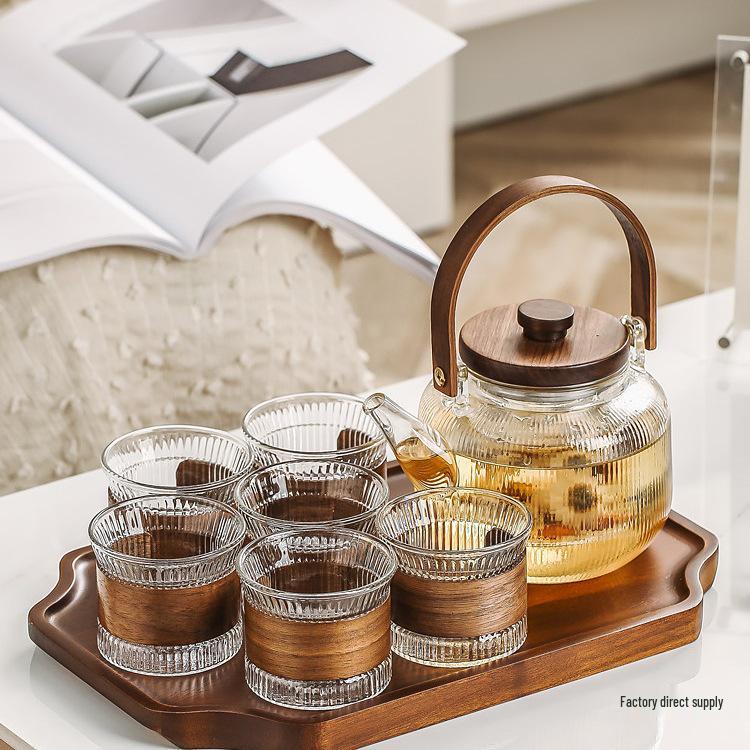 Japanese Style Glass Tea Pot Set - High Temp Resistant, Ideal for Fruit and Steam Tea, Includes Infuser for Elegant Afternoon Tea.