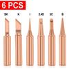 6pcs Professional Bit Copper Iron Tips Sets Soldering Tip Replacement