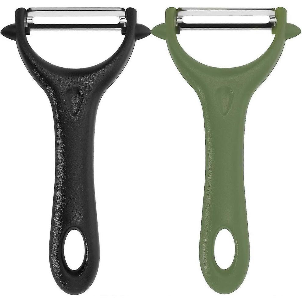 Black, Green - Set of 2 universal peelers, stainless steel vegetable peeler, manual vegetable peeler, potato peeler, ergonomic handle, kitchen peeler