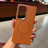 Magnetic For MagSafe Leather Texture Case For Samsung Galaxy S25 S24 S23 S22 Plus Ultra FE Wireless Charging Matte Soft Cover
