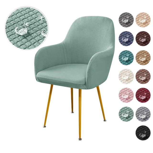 Water Repellent Polar Fleece High Arm Chair Cover Elastic Arc Dining Seat Covers Nordic Solid Color Office Study Chair Slipcover