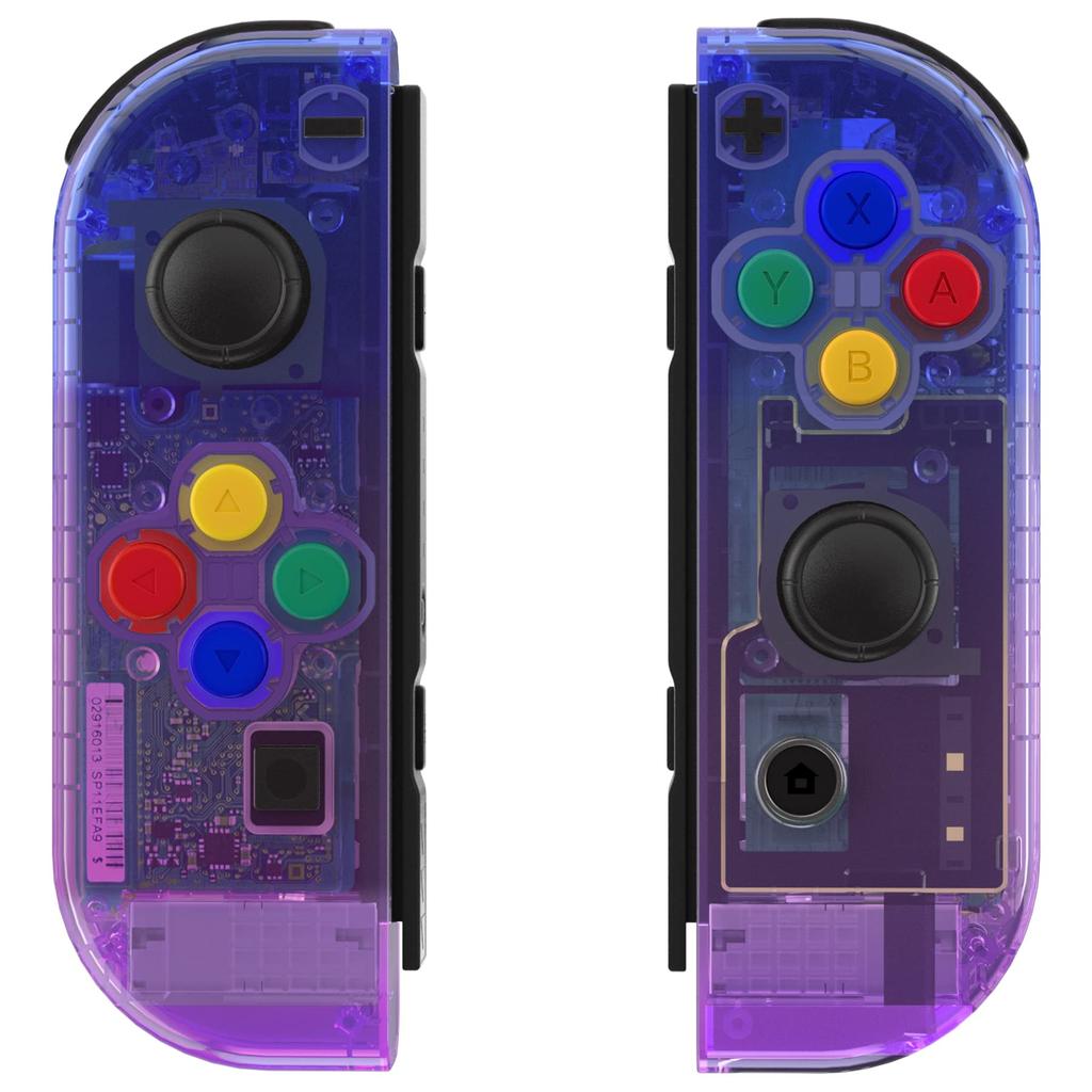eXtremeRate Handheld Controller Housing Case Compatible with Switch Joycon and Switch OLED Clear Gradient Color Replacement Shell DIY Replacement Case