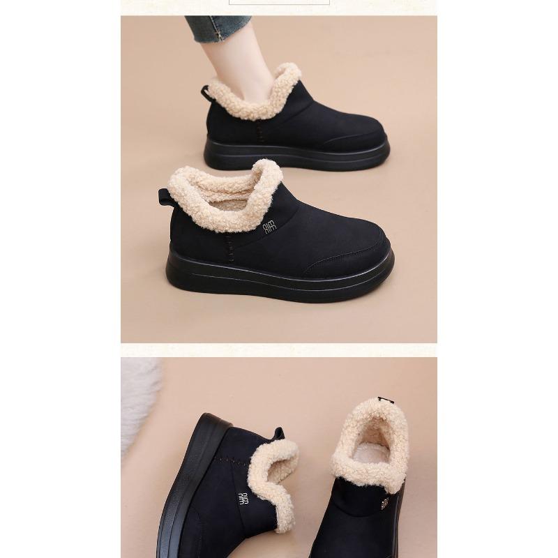 Женские зимние ботинки в пекинском стиле, Нескользящая обувь для холодной погоды, Теплые ботильоны на плюшевой подкладке, Нескользящая подошва