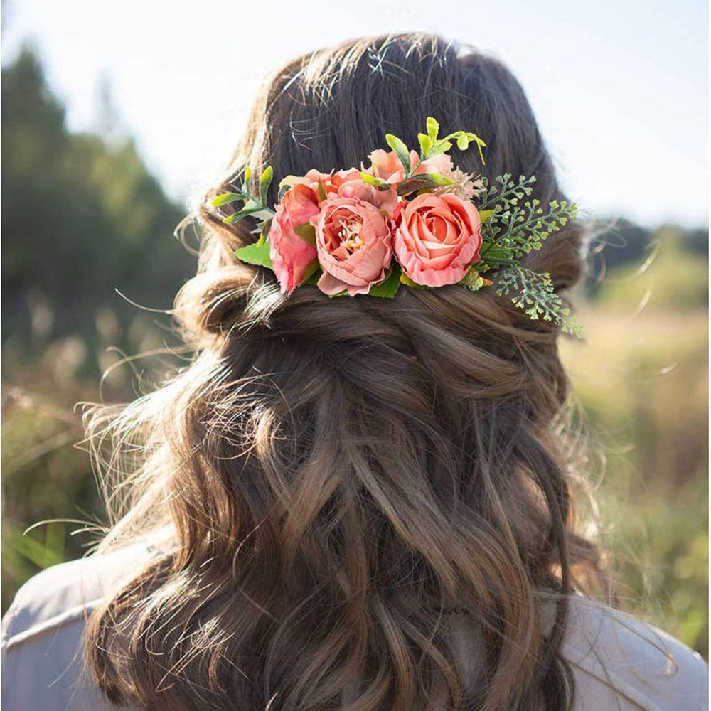 Расческа с цветком и листьями, расческа для волос, свадебные хрустальные украшения для волос, свадебные аксессуары для волос